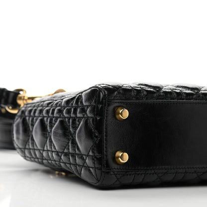 Christian Dior Crinkled Patent Cannage Small Lucky Badges My Lady Dior Black 8 of 11