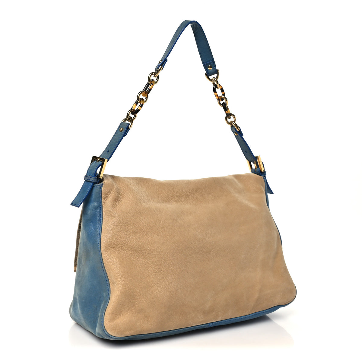 Fendi Vitello Savana Big Forever Mama Baguette Beige Blue 3 of 14