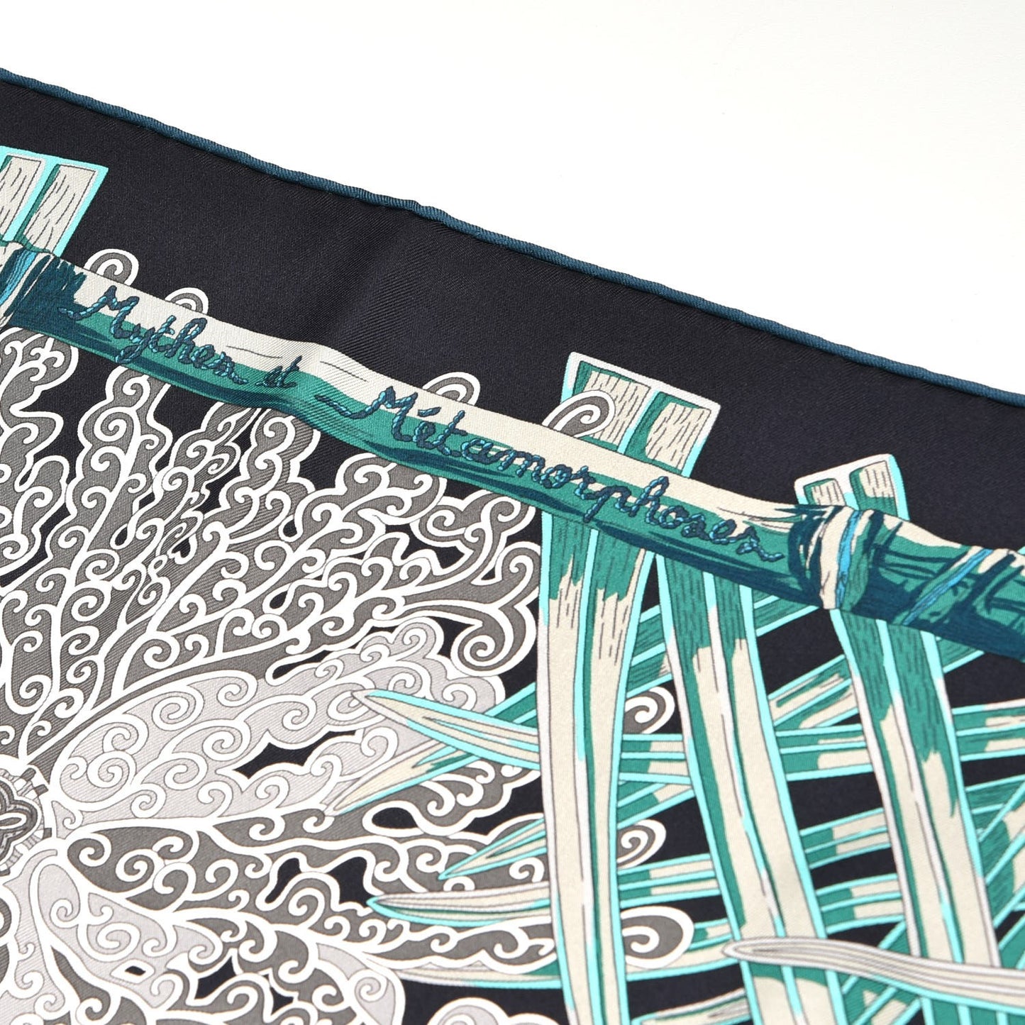 Silk Mythes Et Metamorphoses Scarf 90 Marine Turquoise Vert