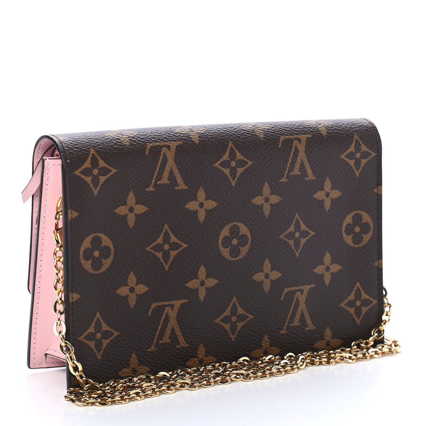 Monogram Flore Chain Wallet Rose Ballerine