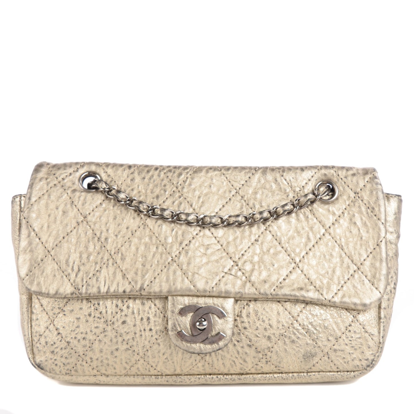 Distressed Lambskin Le Marais Ligne Flap Gold