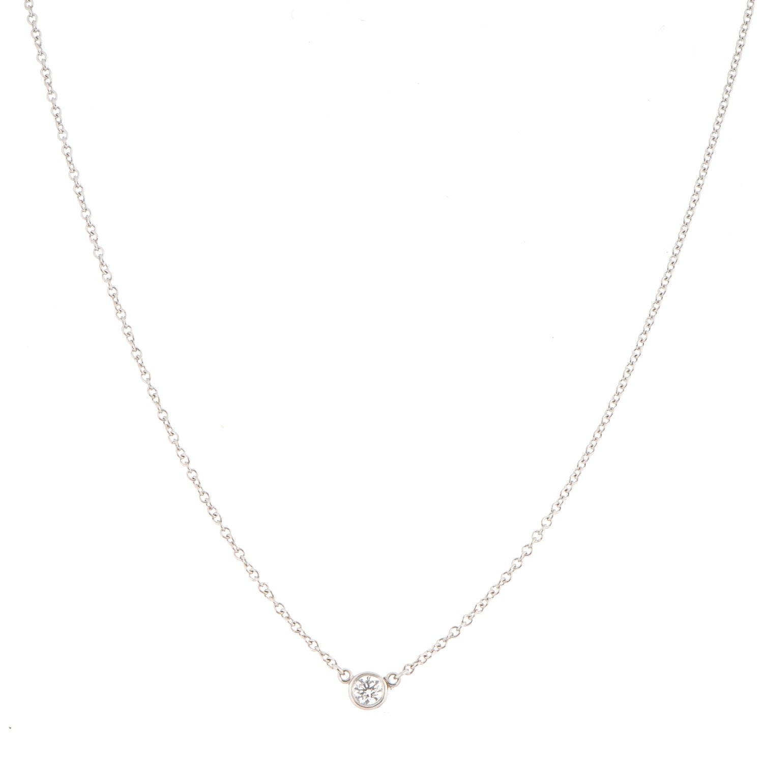 Tiffany Platinum Diamond .08ct Elsa Peretti Diamonds by the Yard Pendant Necklace 1 of 4