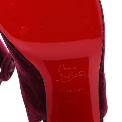 Christian Louboutin Velvet Miss Sab Sling 85 Pumps 35.5 Burgundy 7 of 8