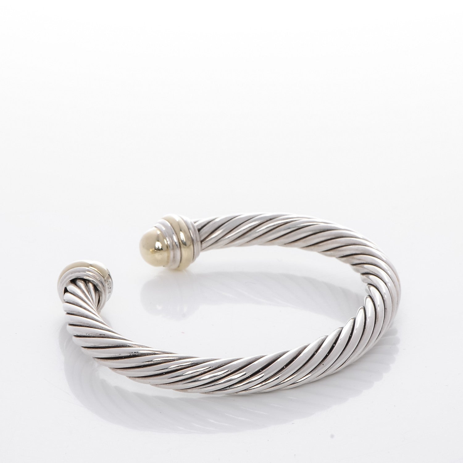 David Yurman Sterling Silver 14K Yellow Gold 7mm Cable Classics Bracelet 3 of 5