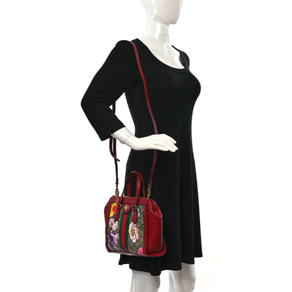Gucci GG Supreme Monogram Flora Web Small Ophidia Tote Bag Red 2 of 9
