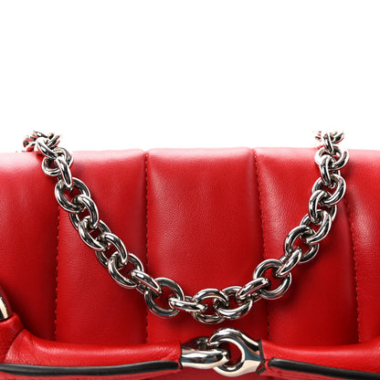 Gucci Nappa Vertical Matelasse Small Maxi Horsebit Chain Shoulder Bag Beret Red 7 of 10