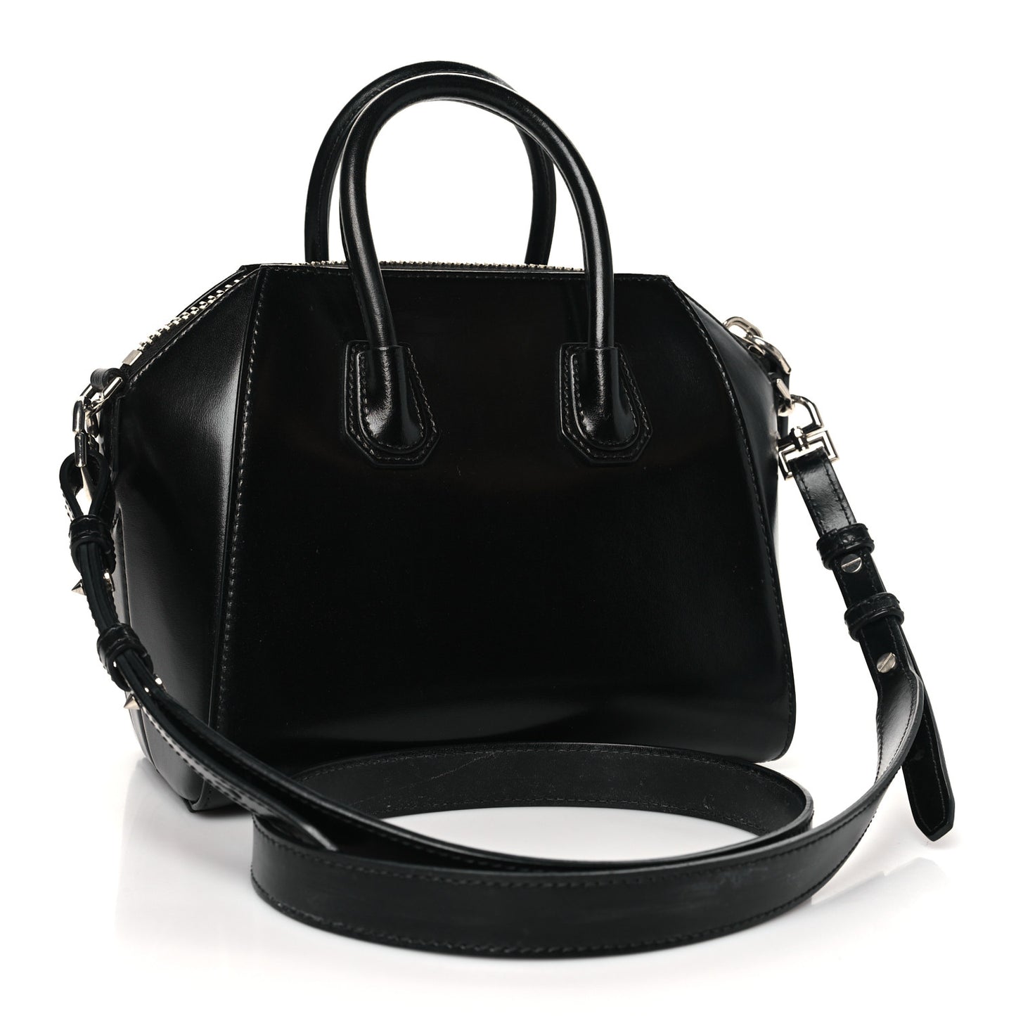 Shiny Lord Calfskin Mini Antigona Black