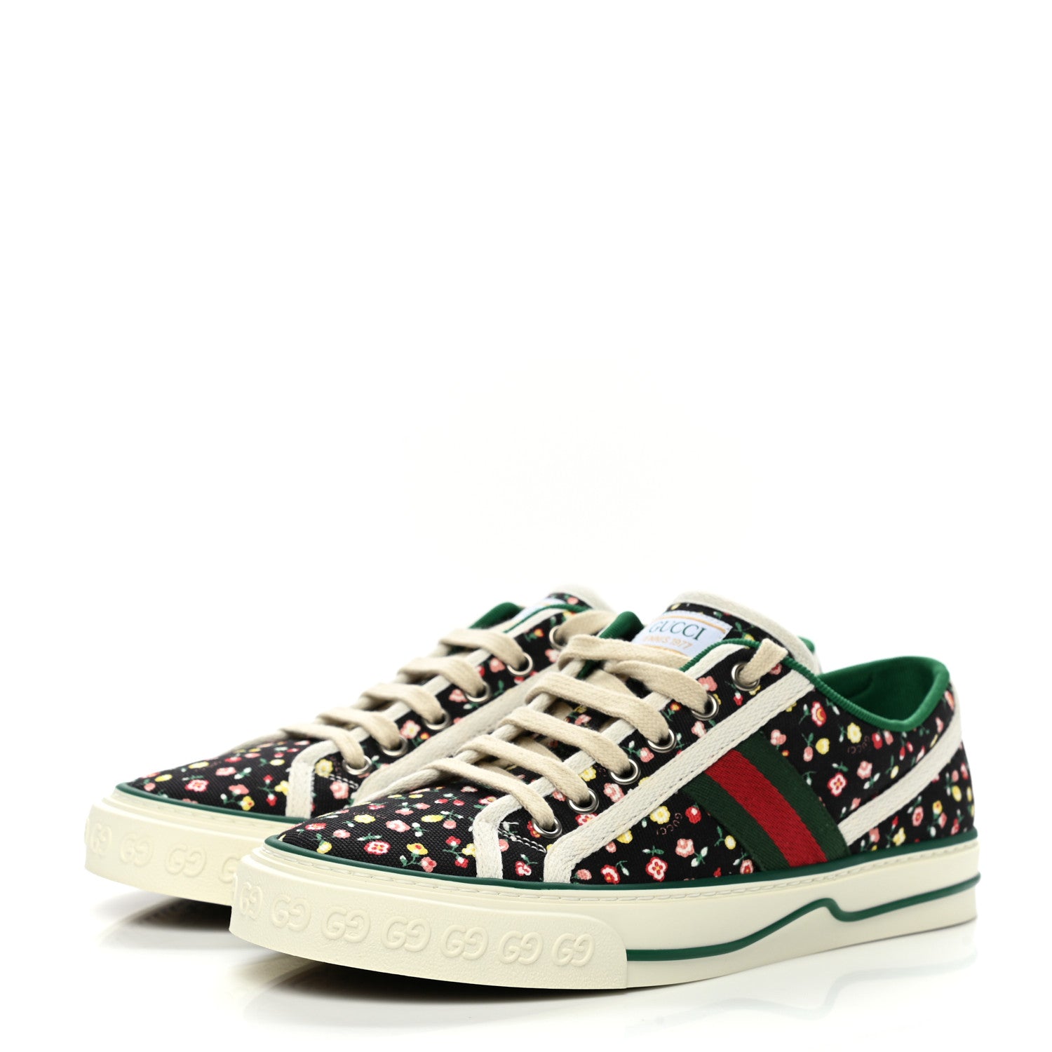 Gucci X LIBERTY OF LONDON Canvas Web Holly Print Womens 1977 Tennis Sneakers 38 Black Peach Mystic White 3 of 8
