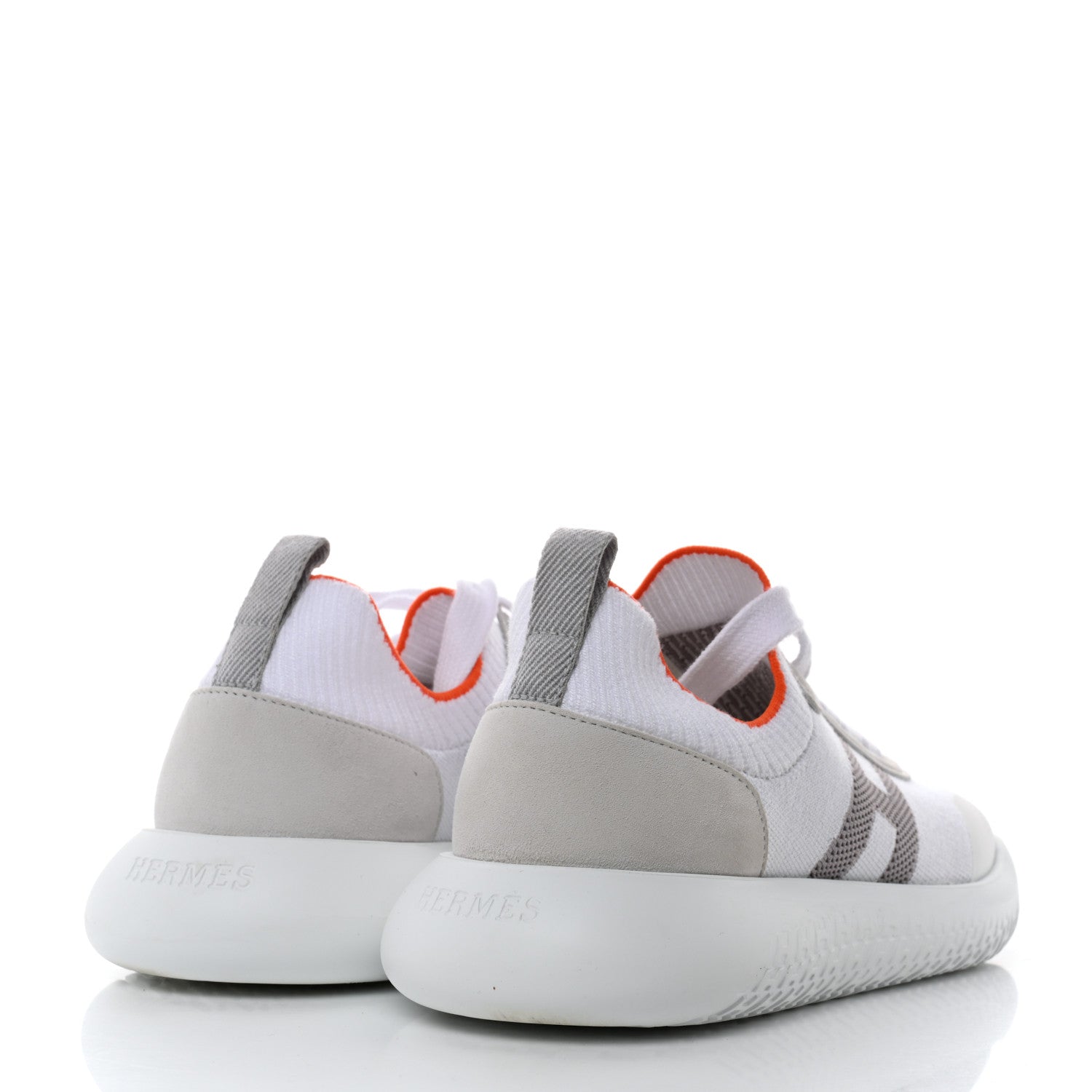 Hermes Knit Suede Goatskin Womens Crew Sneakers 36 White Gris 4 of 7