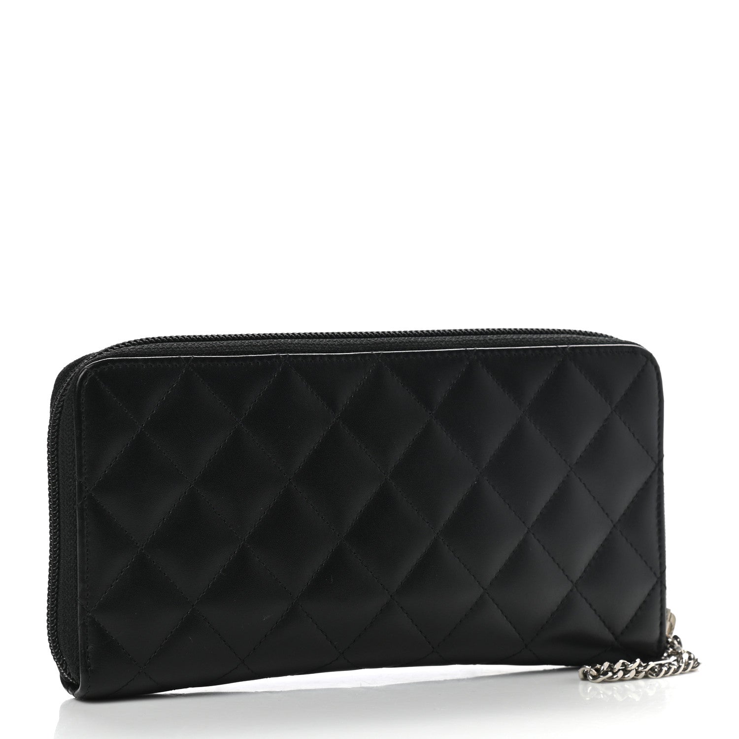 Chanel Calfskin Quilted Cambon Large Gusset Zip Around Wallet Black 3 of 10