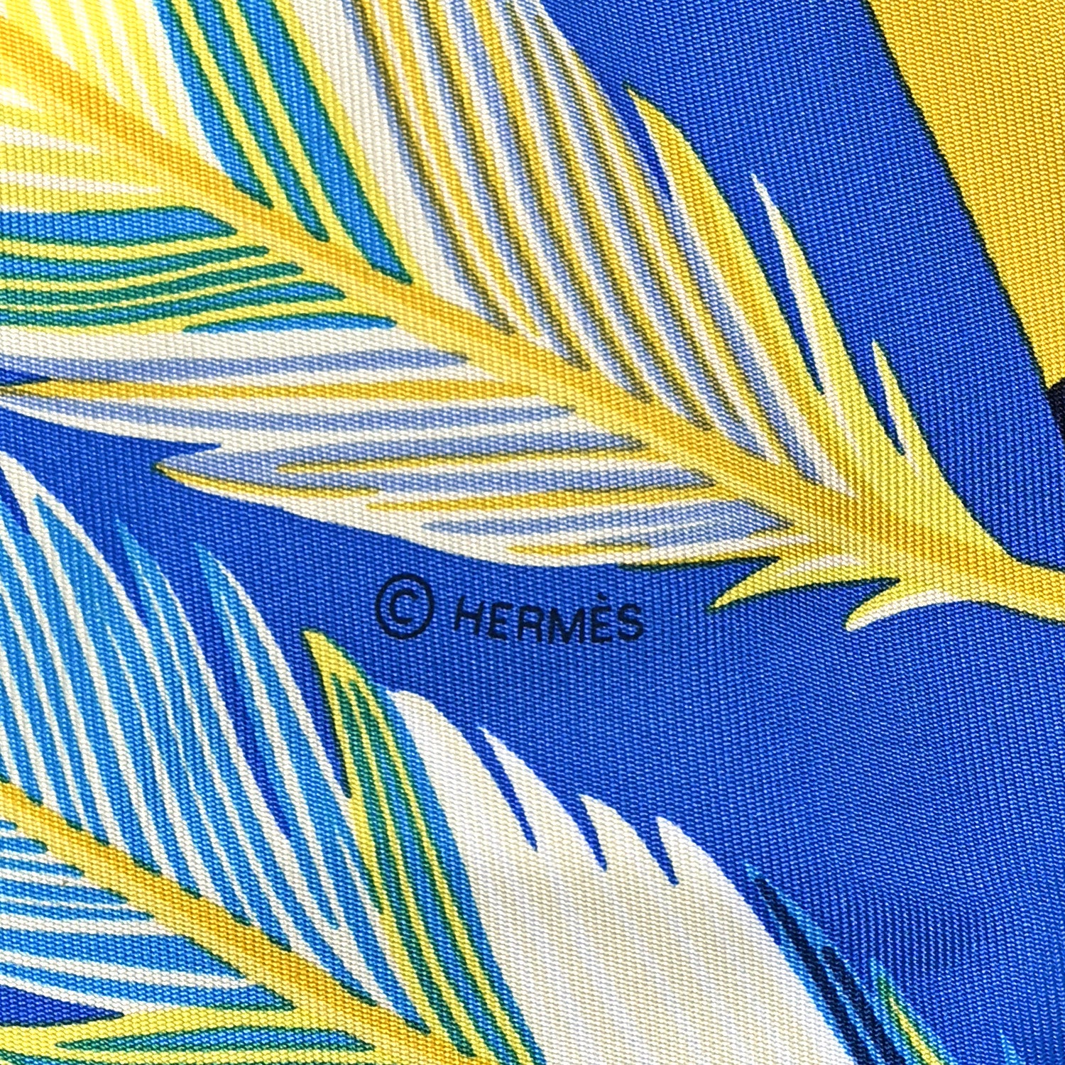 Hermes Silk Toucans De Paradis Scarf 90 Bleu Roy Jaune 4 of 6