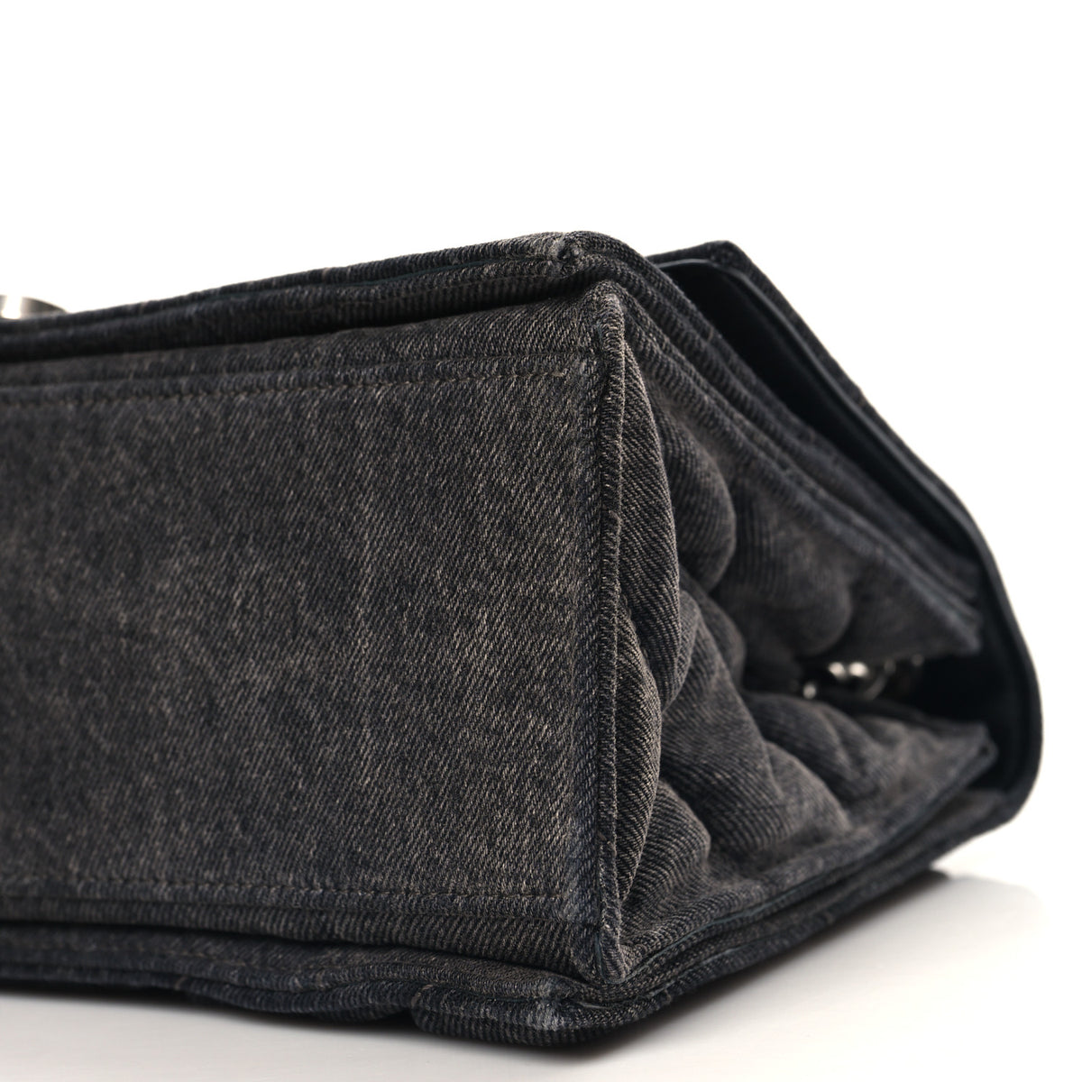 Balenciaga Washed Denim Quilted Medium Crush Chain Bag Black 10 of 11