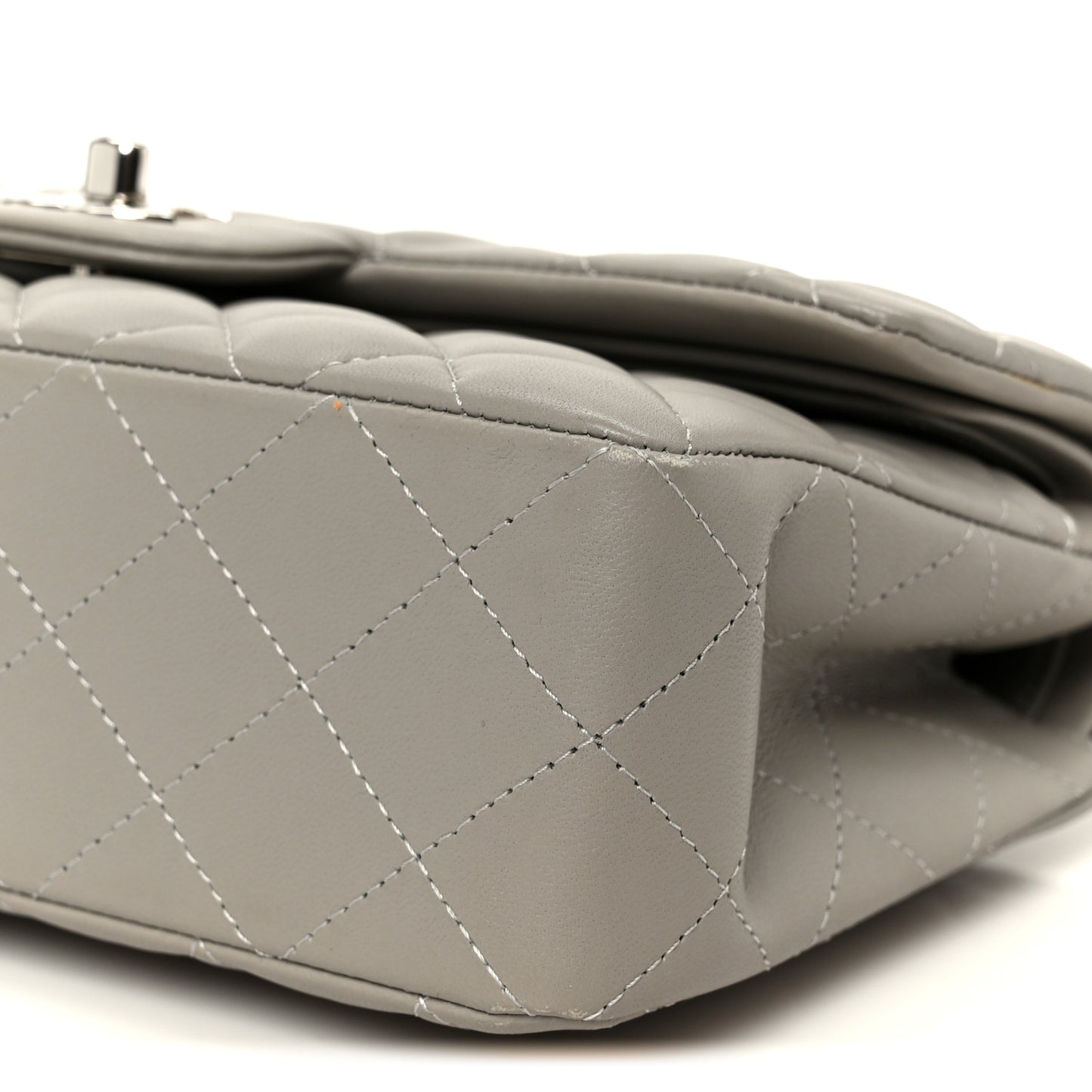 Lambskin Quilted Small Double Flap Grey