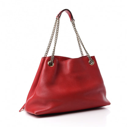 Gucci Pebbled Calfskin Medium Soho Chain Shoulder Bag Tabasco Red 3 of 25
