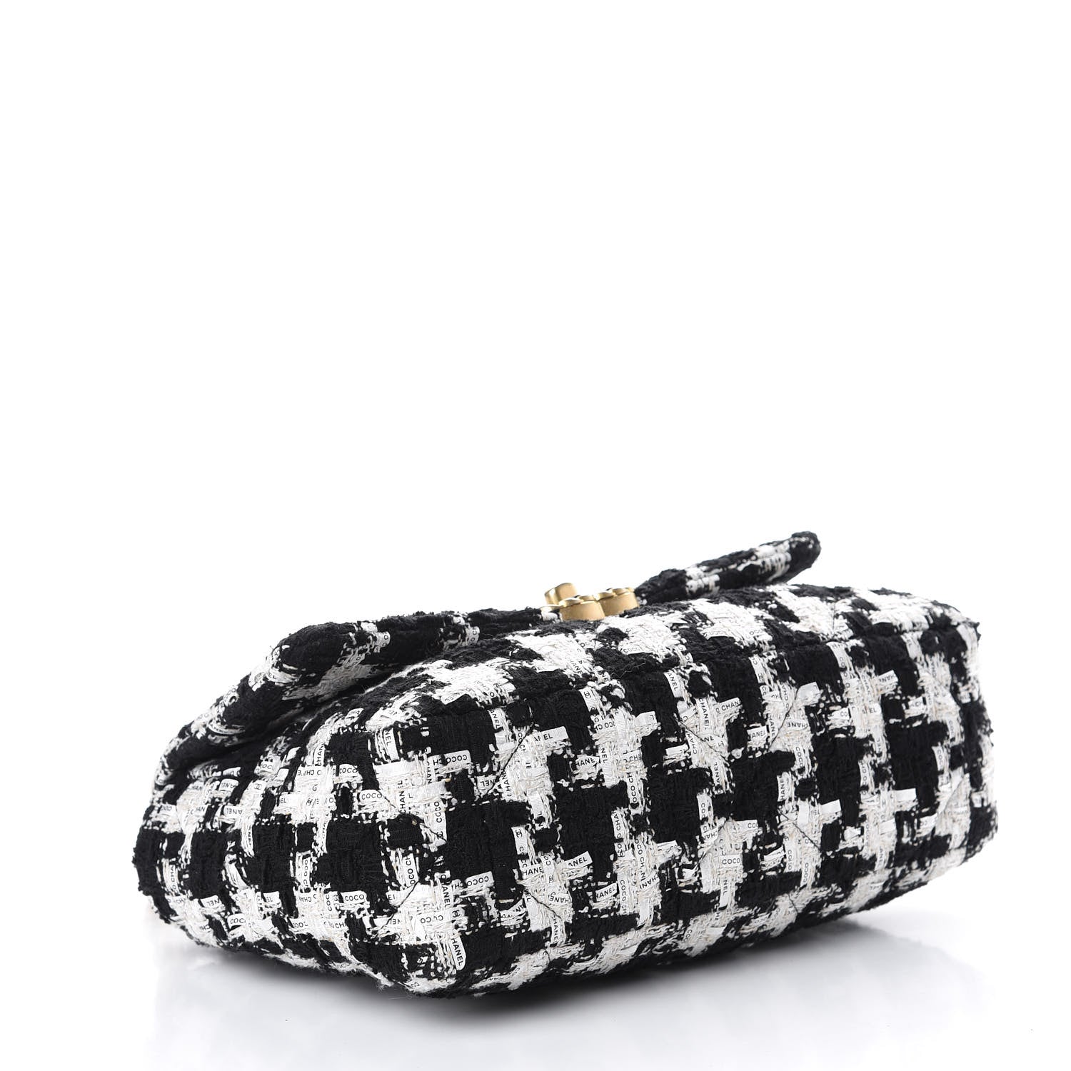 Chanel Tweed Quilted Medium 19 Flap Black Ecru White 4 of 11