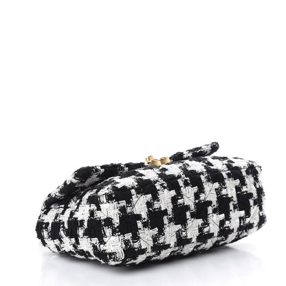 Chanel Tweed Quilted Medium 19 Flap Black Ecru White 4 of 11