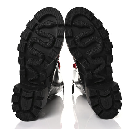 Gucci Magnum Calfskin Cirano Lux Web Lace Up Tall Combat Boots 41.5 Black Verde Hibiscus Red 5 of 8