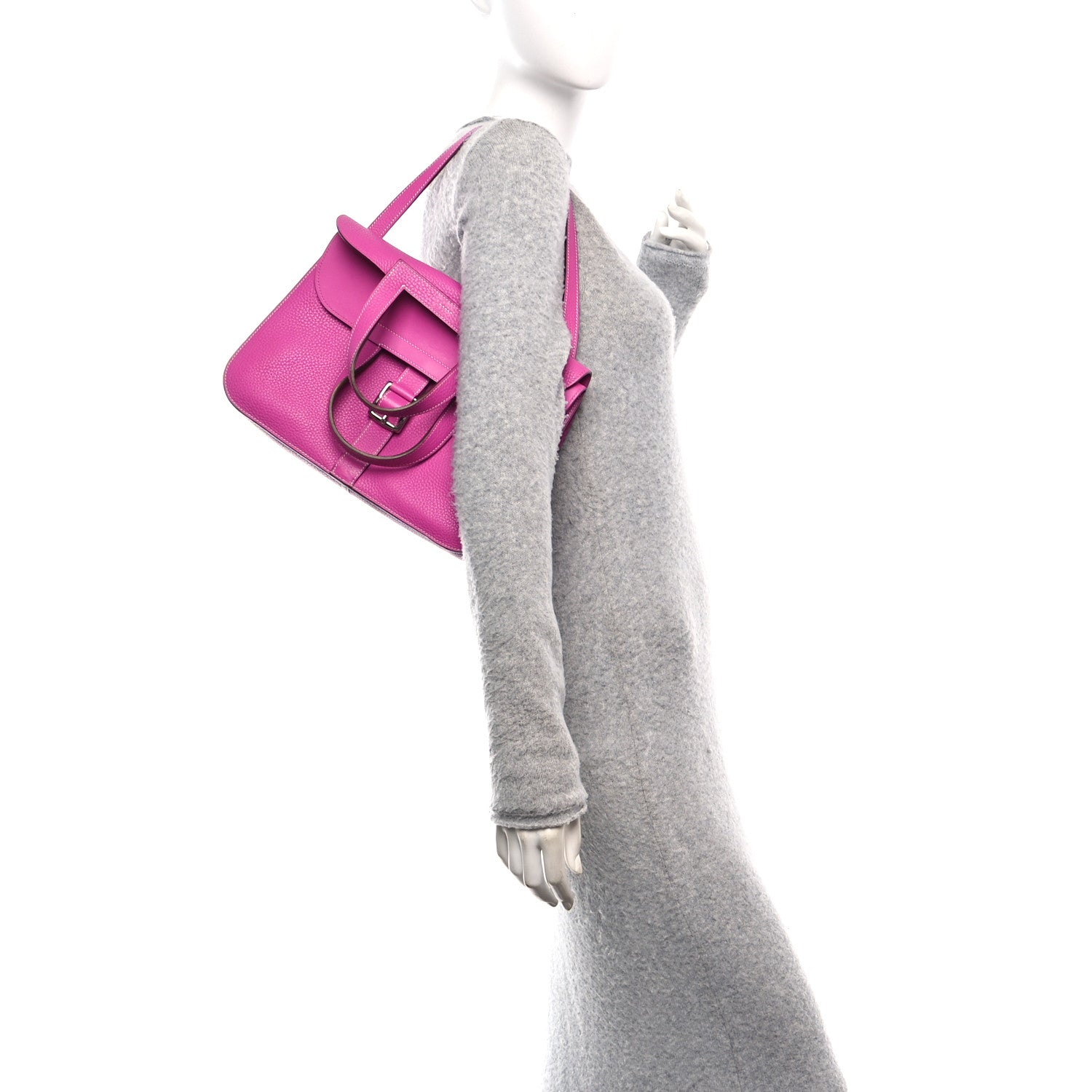 Hermes Taurillon Clemence Halzan 31 GM  Magnolia 2 of 10
