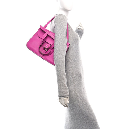 Hermes Taurillon Clemence Halzan 31 GM  Magnolia 2 of 10