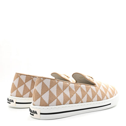 Prada Jacquard Trianglolo Symbole Embroidered Metal Triangle Logo Slip On Sneakers 38 Corda Talco 5 of 10
