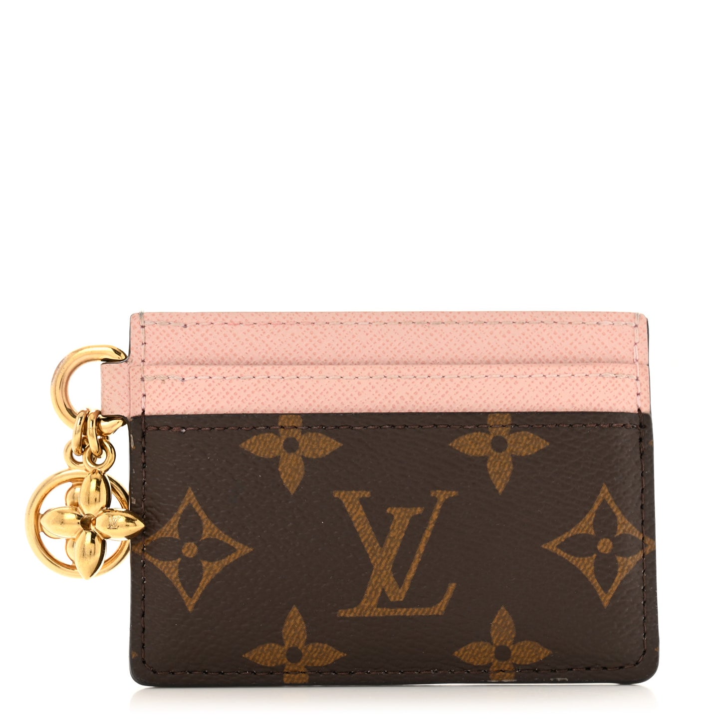 Monogram LV Charms Card Holder Rose Ballerine