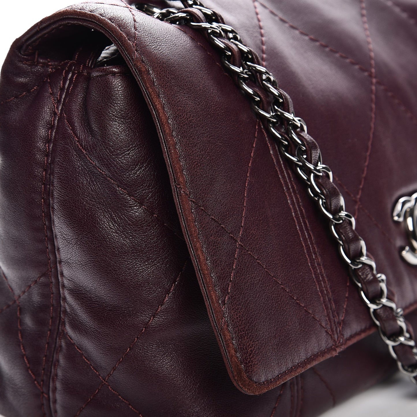 Lambskin Quilted Large Soft Touch Flap Burgundy