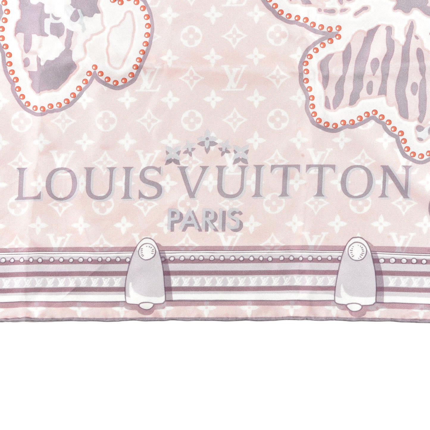 Silk Monogram LV World Square Scarf Light Pink