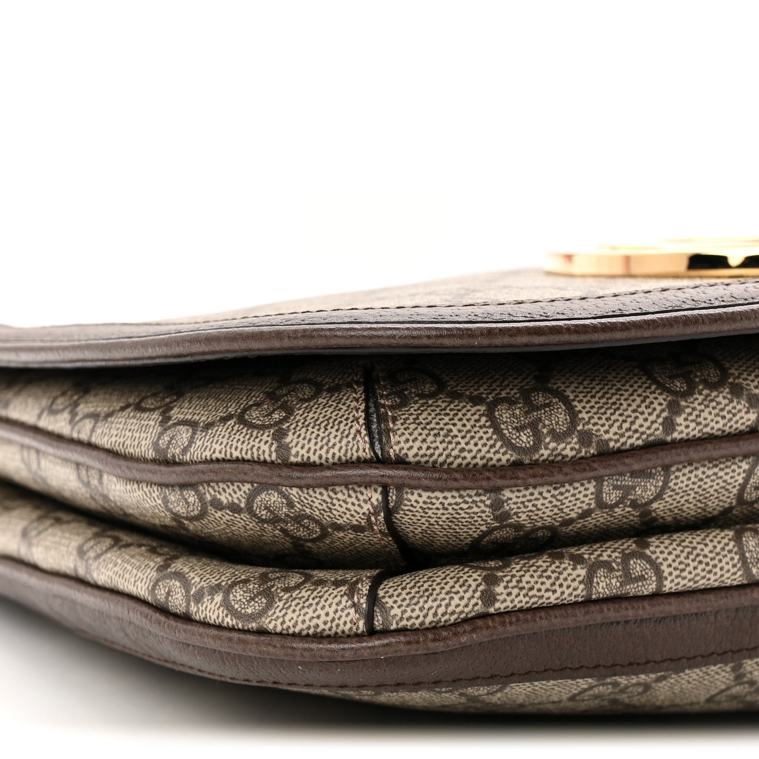 Gucci GG Supreme Monogram Textured Dollar Calfskin Web Medium Blondie Top Handle Shoulder Flap Bag Beige Ebony New Acero 9 of 10