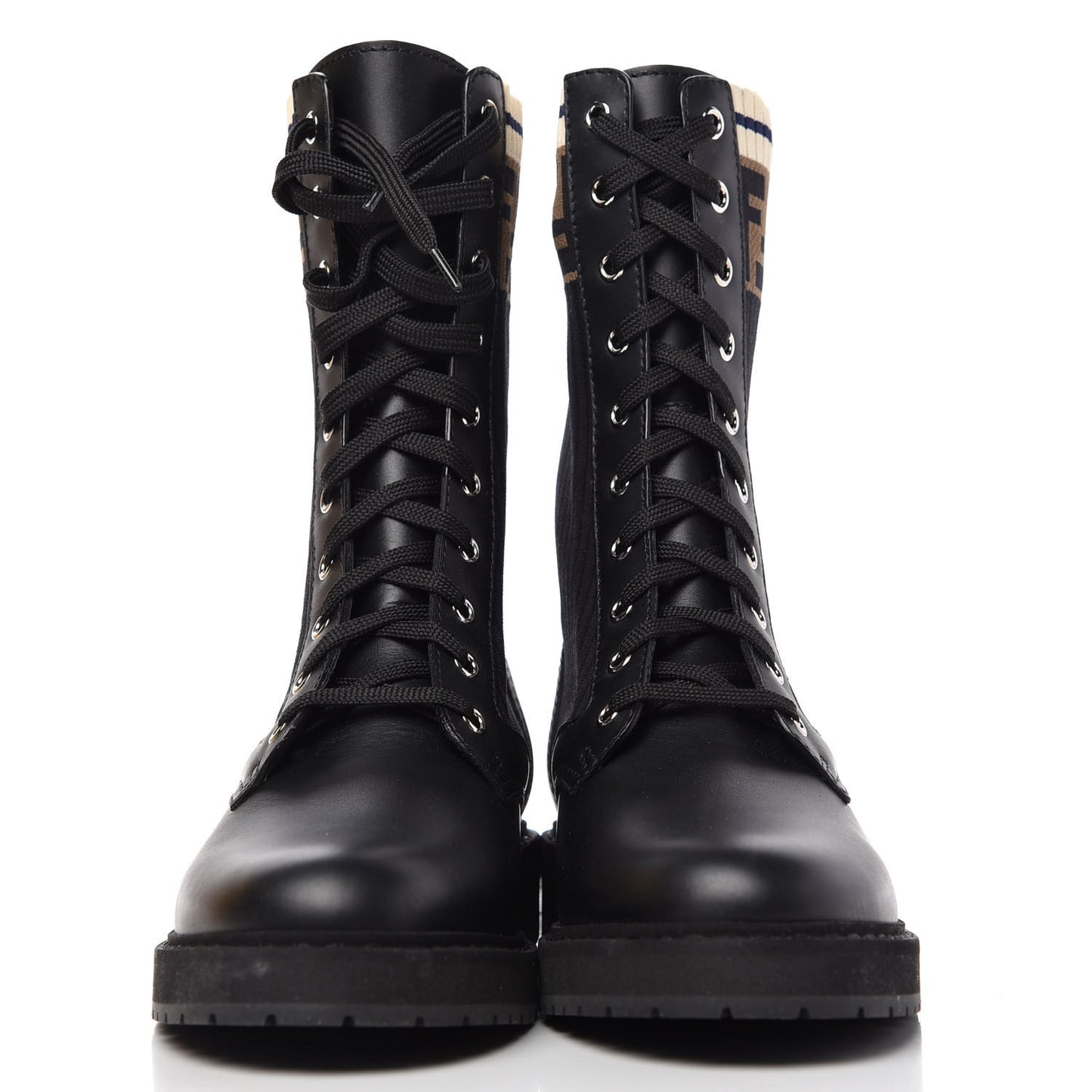 Calfskin Stretch Fabric Rockoko Biker Boots 40 Tobacco Black Marino