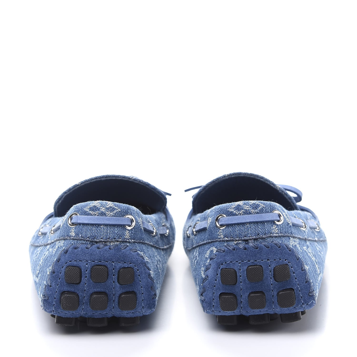Louis Vuitton Monogram Denim Mens Arizona Car Shoe Moccasin Loafers 6.5 Blue 4 of 9