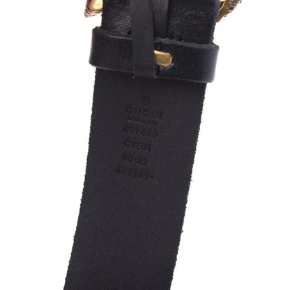 Gucci Calfskin Brass Feline Buckle Belt 80 32 Black 5 of 5
