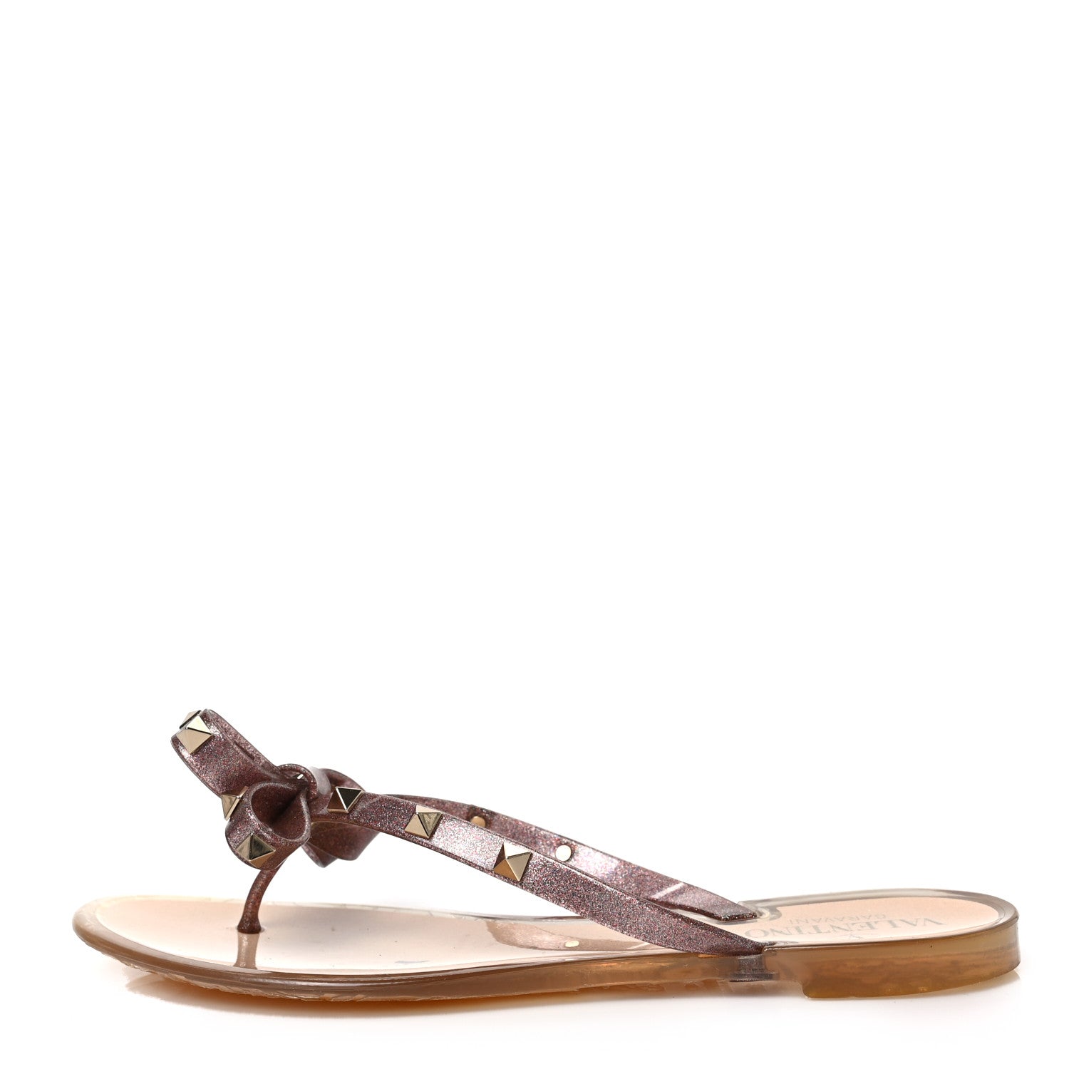 Valentino Garavani PVC Jelly Glitter Rockstud Bow Thong Sandals 38 Multicolor 1 of 8