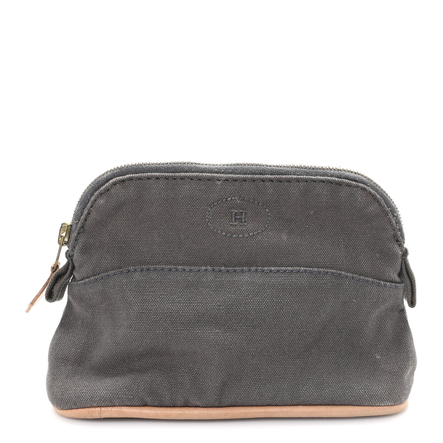 Cotton Canvas Mini Bolide Travel Cosmetic Pouch Gris