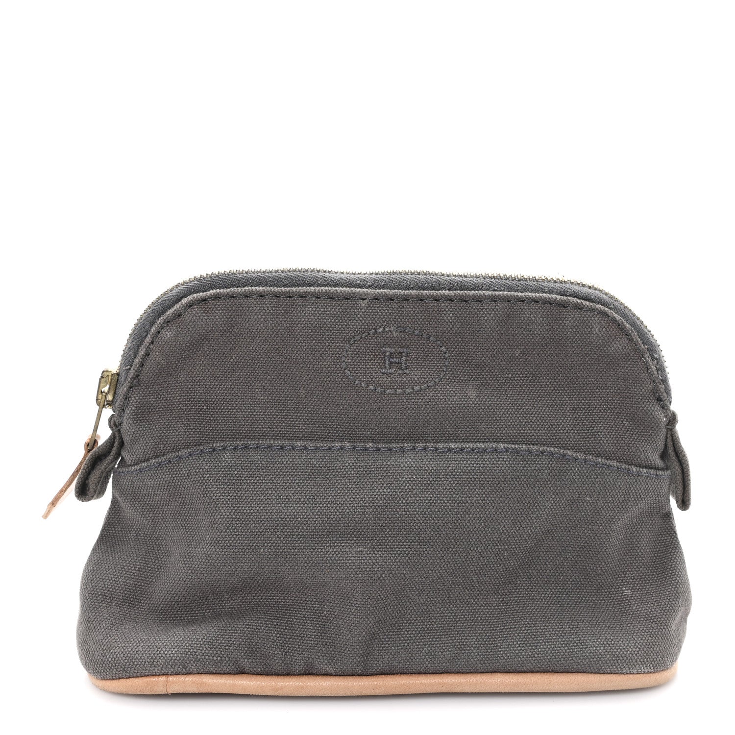 Hermes Cotton Canvas Mini Bolide Travel Cosmetic Pouch Gris 1 of 6