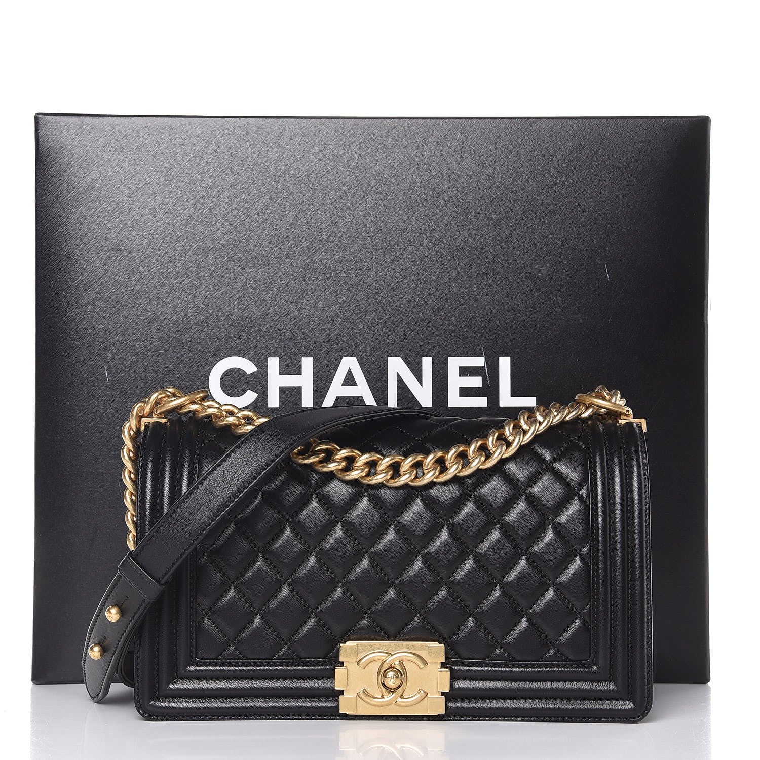 Chanel Lambskin Quilted Medium Boy Flap Black 8 of 8