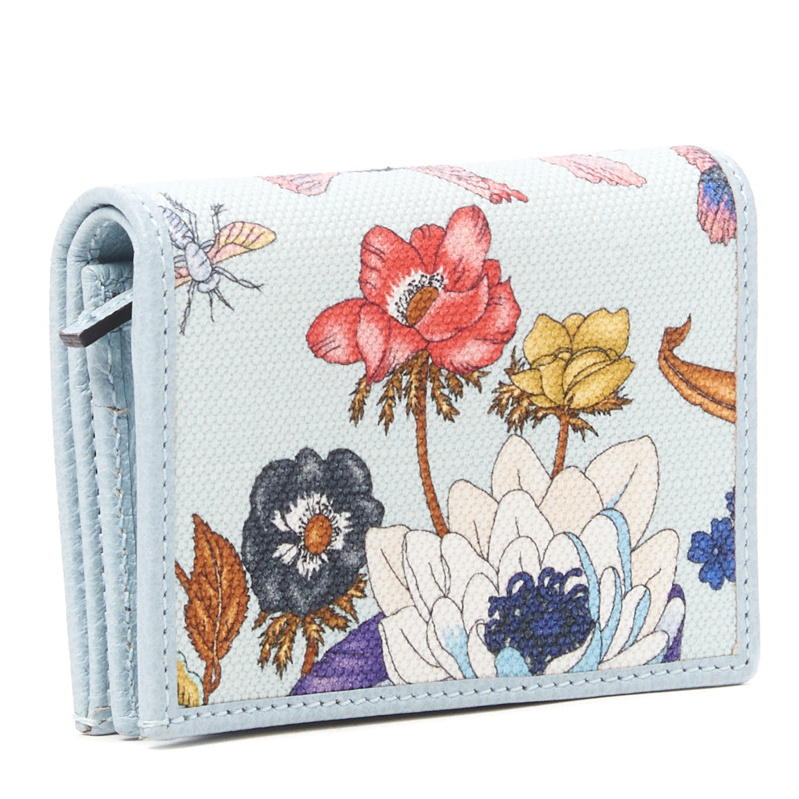 Canvas Flora Card Case Wallet Blue