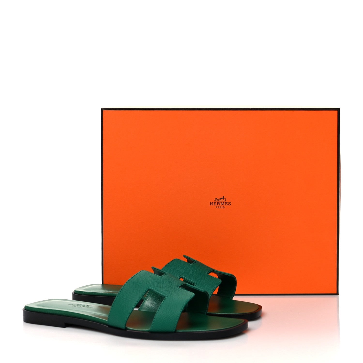 Hermes Epsom Oran Sandals 35.5 Vert Emeraude 9 of 9