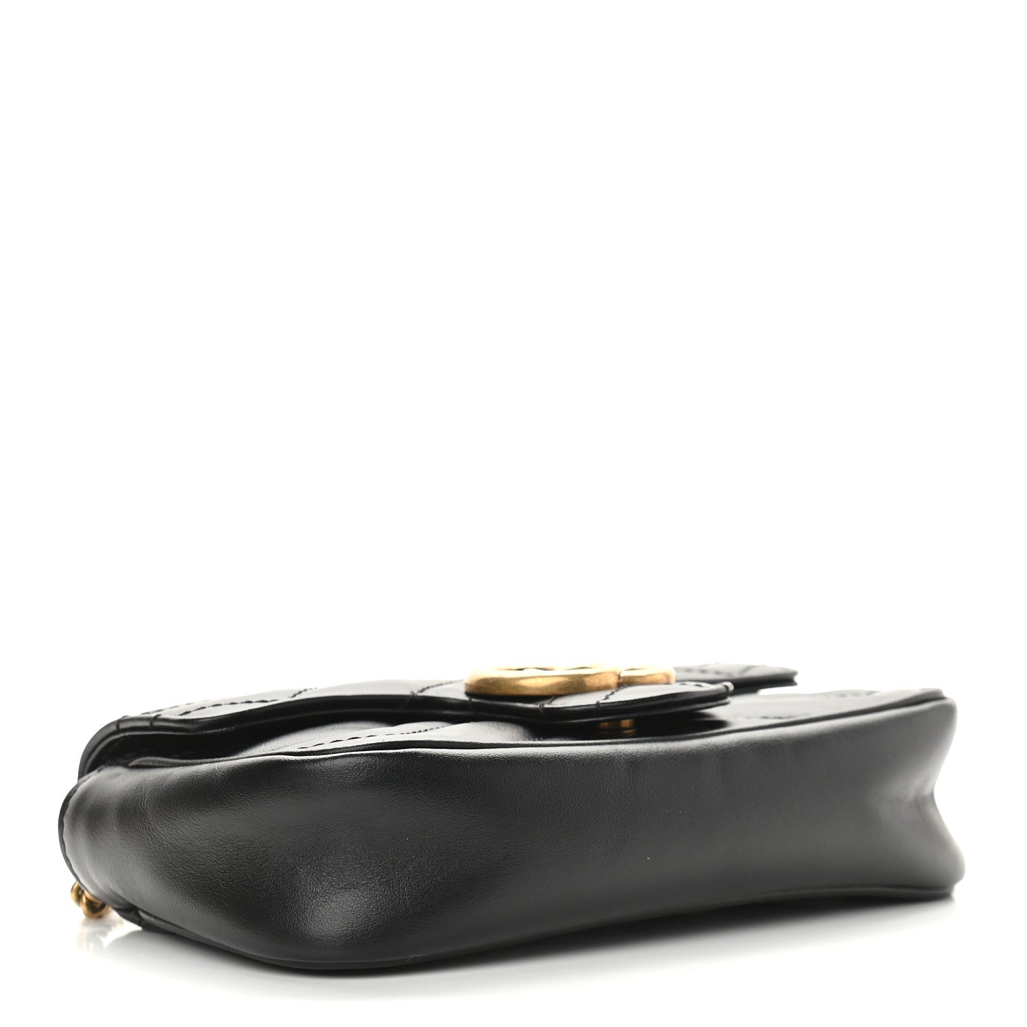 Gucci Calfskin Matelasse Super Mini GG Marmont Shoulder Bag Black 4 of 9
