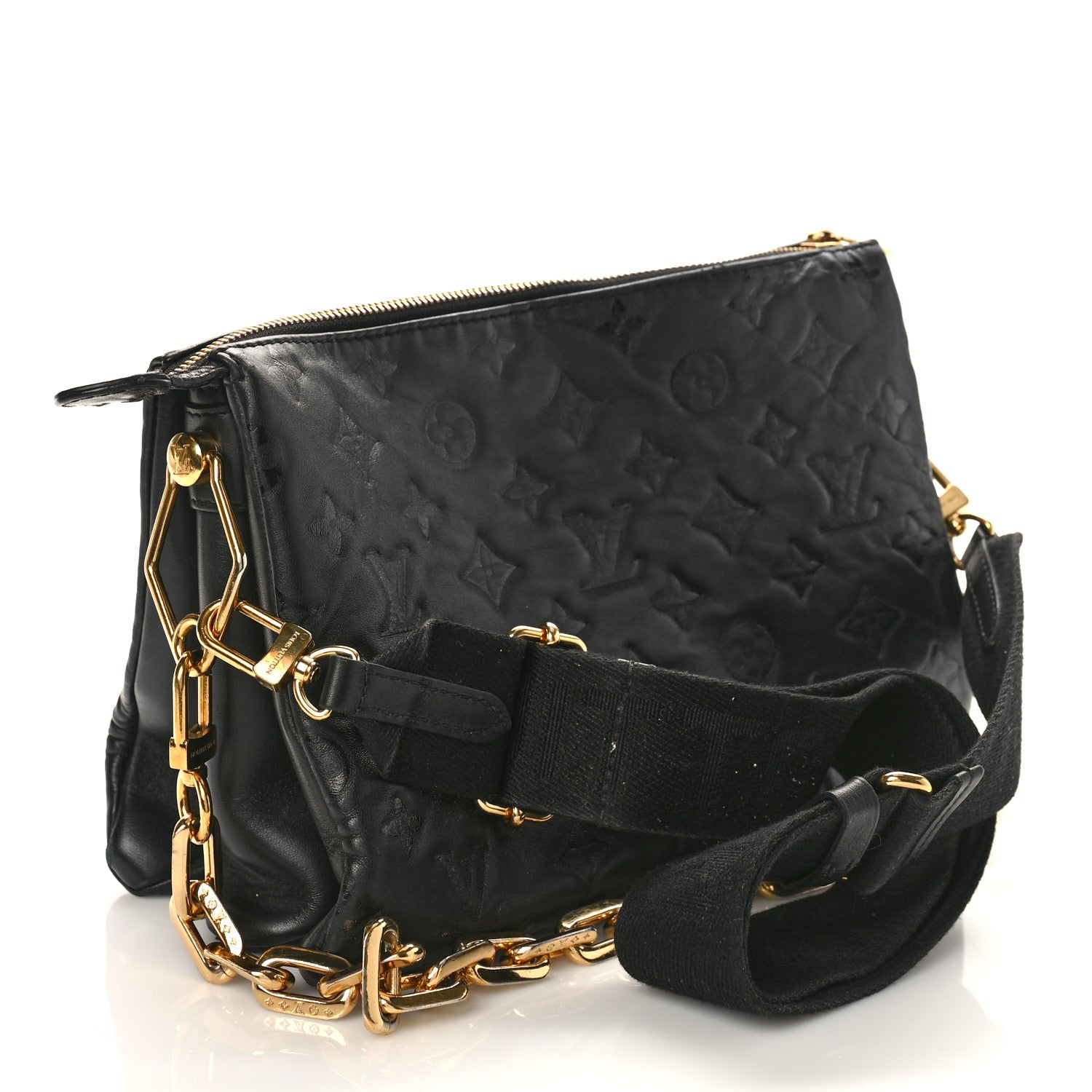 Louis Vuitton Lambskin Embossed Monogram Coussin PM Black 3 of 11