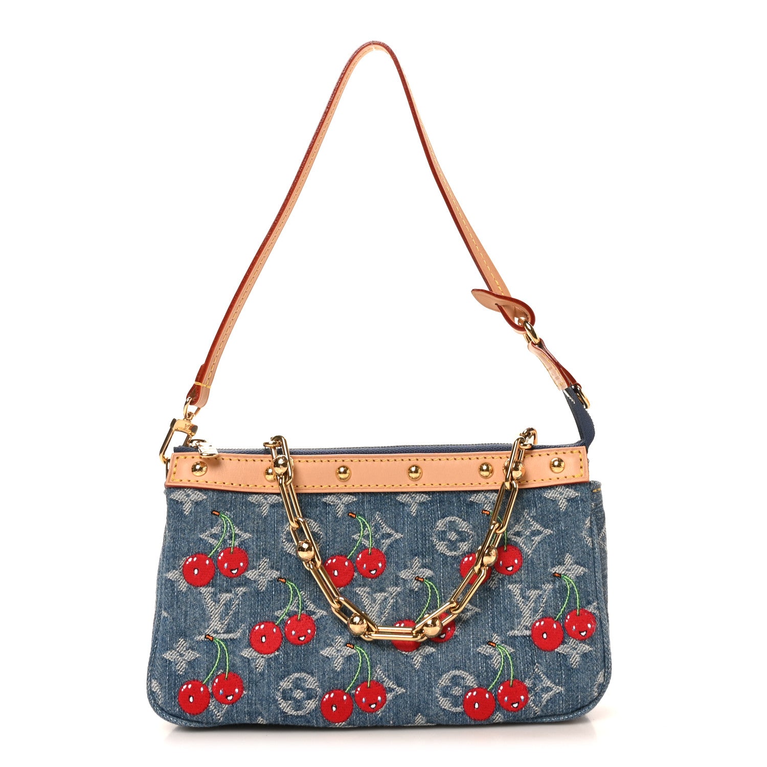 Louis Vuitton LV X TM Monogram Denim Cerises Pochette Accessories Blue 1 of 9