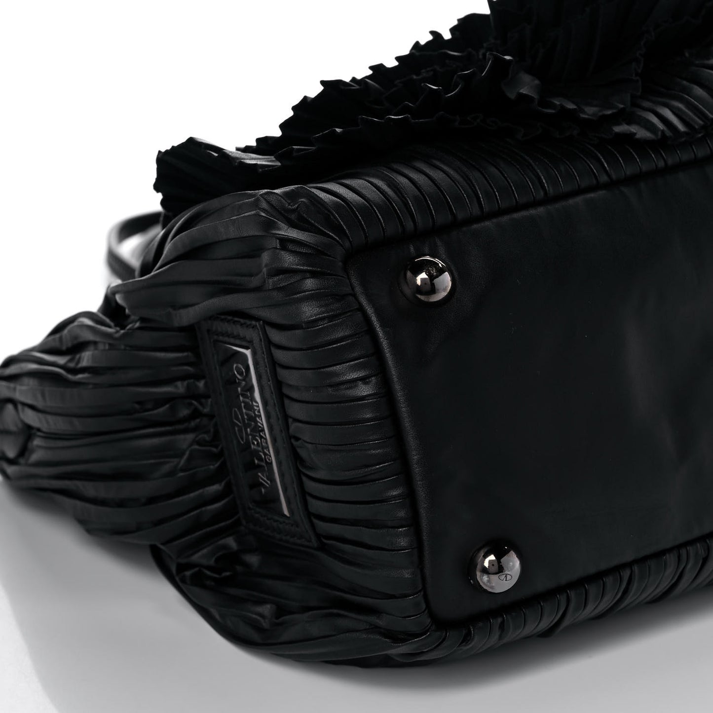 Nappa Pleated Petale Dome Tote Black