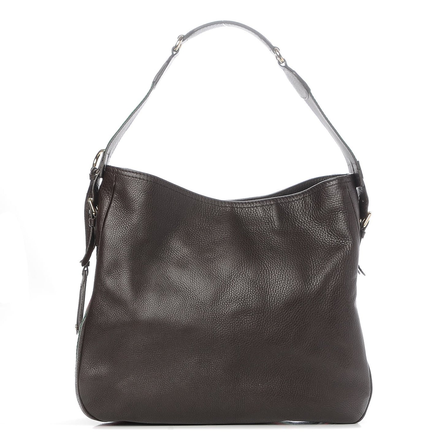 Pebbled Calfskin Medium Heritage Shoulder Bag Dark Brown
