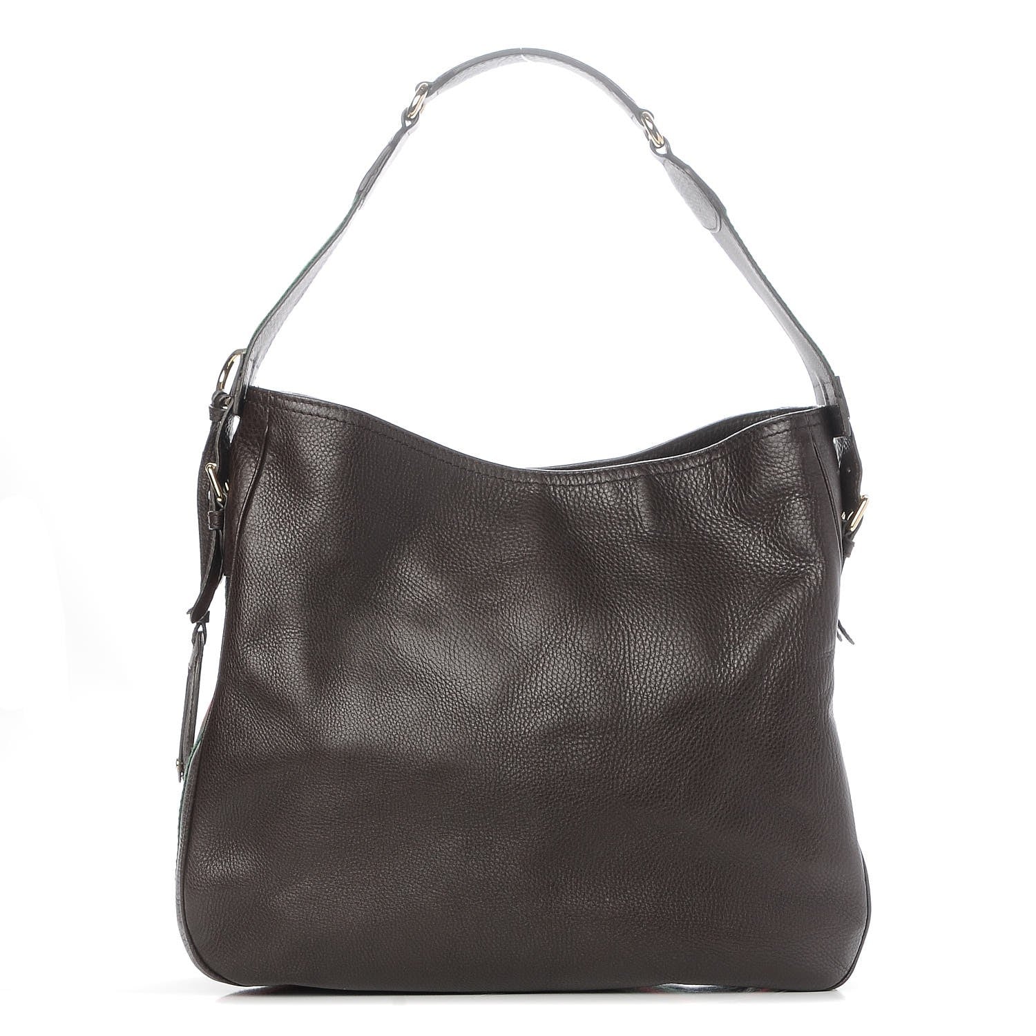 Gucci Pebbled Calfskin Medium Heritage Shoulder Bag Dark Brown 1 of 7