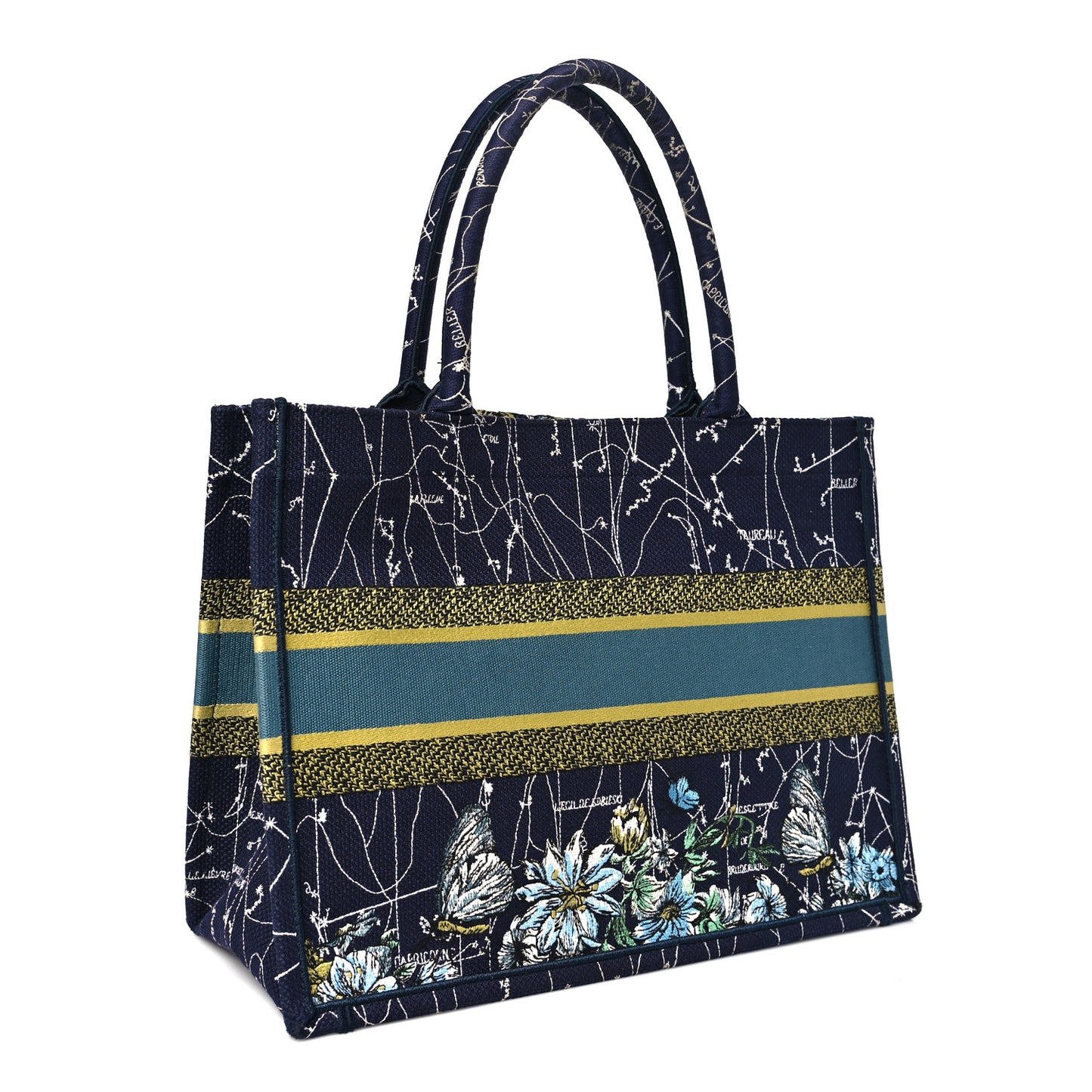 Canvas Embroidered Medium Zodiac Book Tote Blue Multicolor