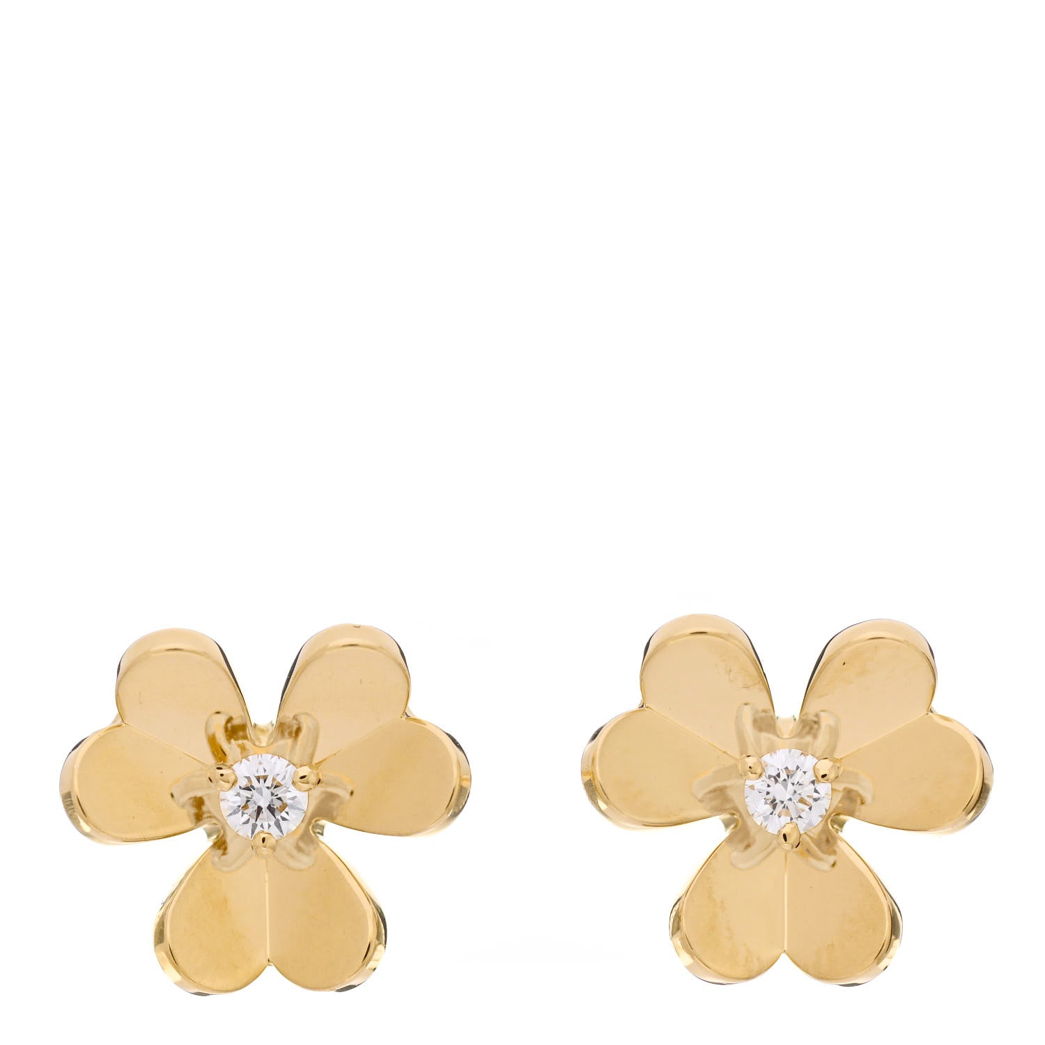 Van Cleef & Arpels 18K Yellow Gold Diamond Mini Frivole Earrings 1 of 5