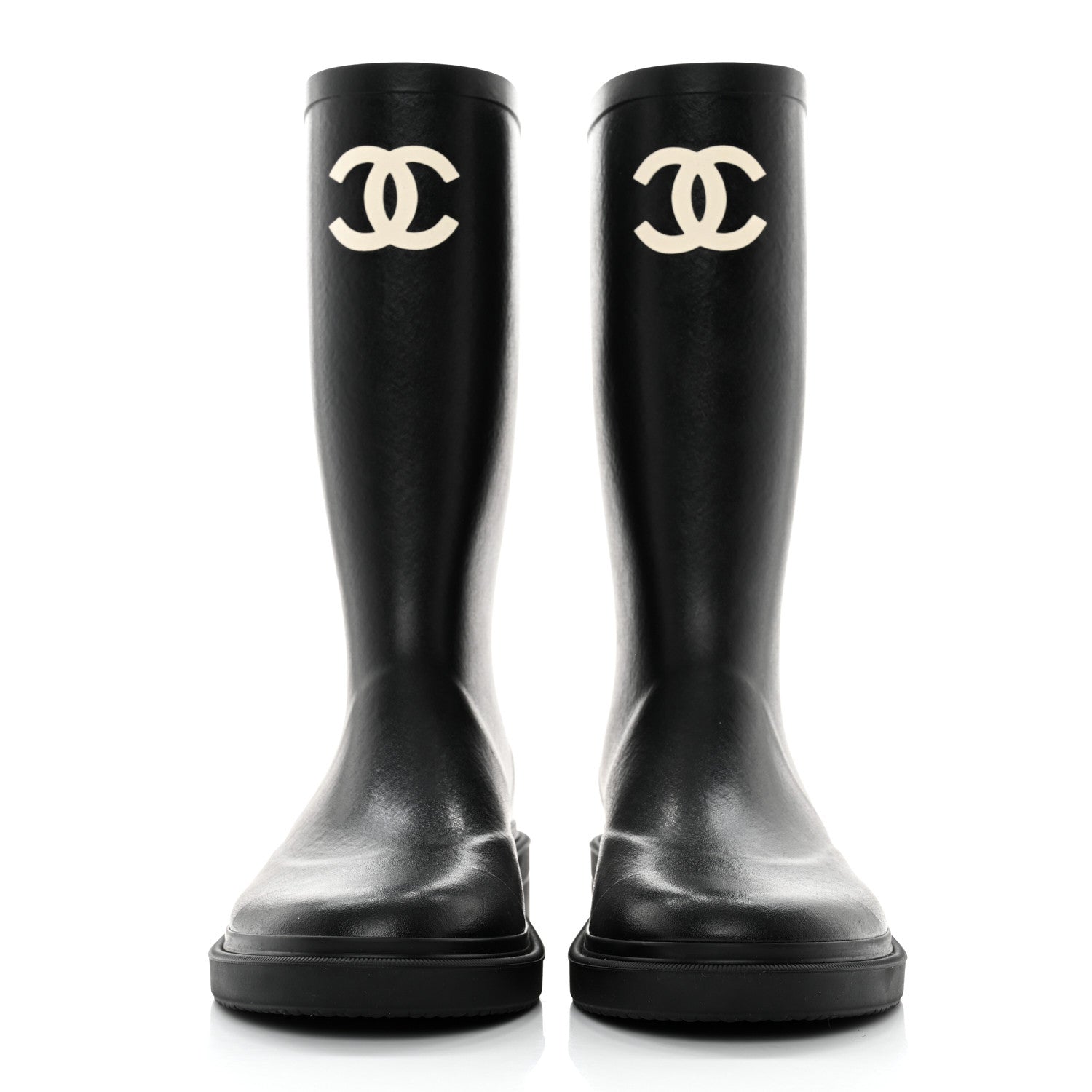 Chanel Caoutchouk CC High Boots 39 Black 2 of 8