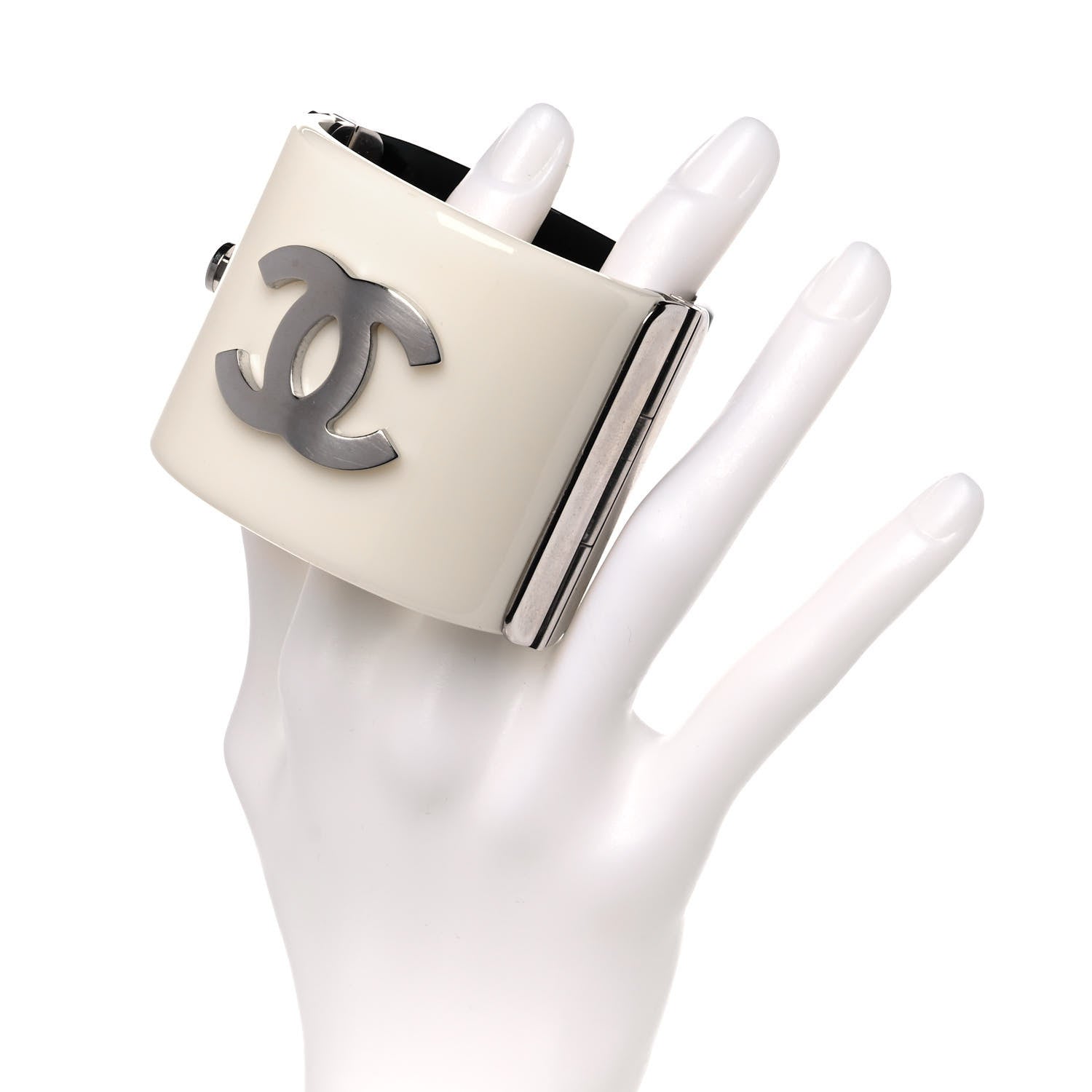 Chanel Resin CC Cuff Black White 2 of 6