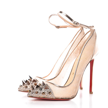 Christian Louboutin Lace Chantilly Potpourri Picks And Co 120 Pumps 36.5 Nude 3 of 8