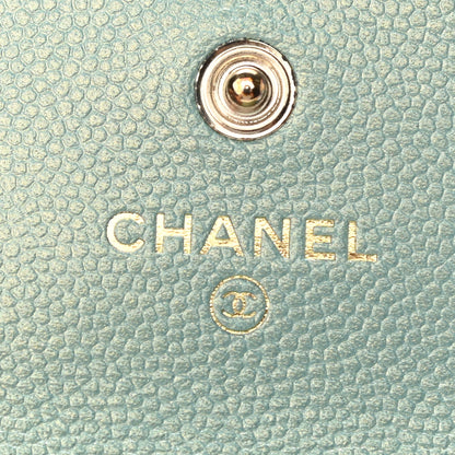 Chanel Iridescent Caviar Quilted Pearl Card Holder On Chain Green 5 of 11