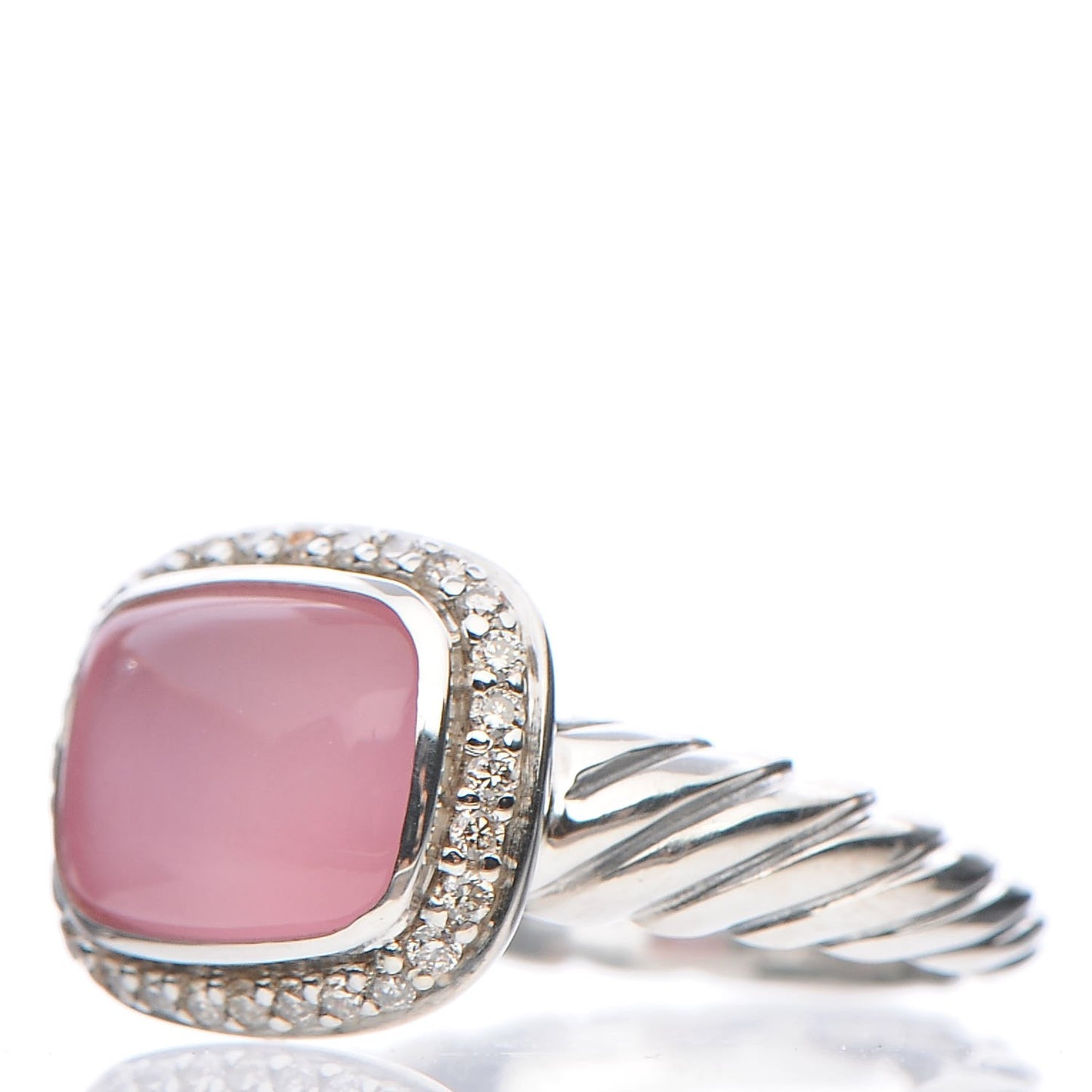 Sterling Silver Diamond Rose Quartz 10mm Noblesse Ring 52 6